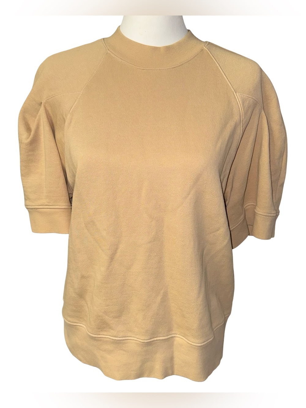 AGOLDE The Round Shoulder Sweatshirt Noodle Beige Tan Puff Sleeve Size Small